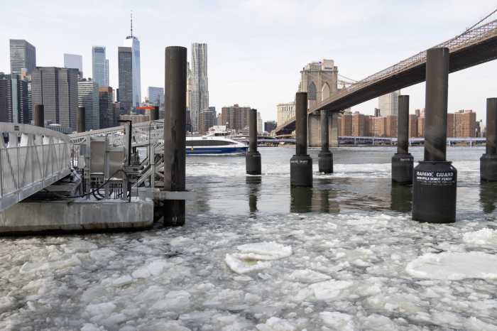 ice at fulton ferry landing