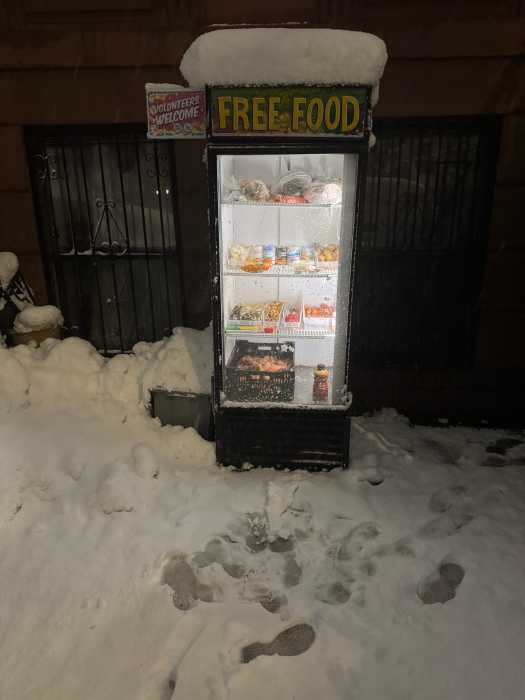 community fridge in blizzard