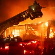 firefighters at warehouse fire in sunset park