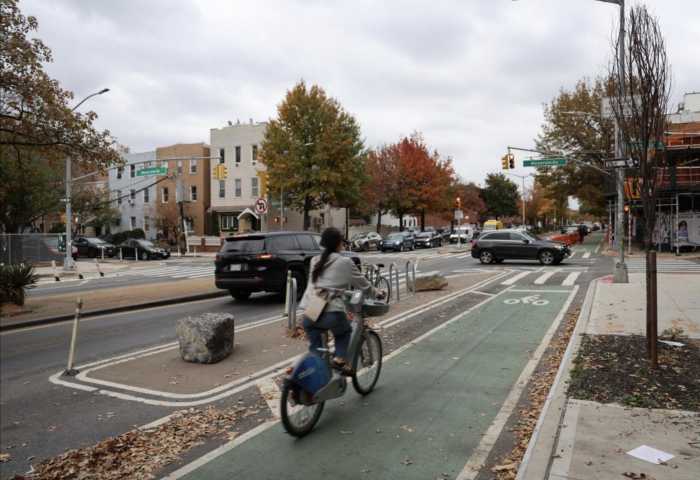 protected bike lane on mcguinness